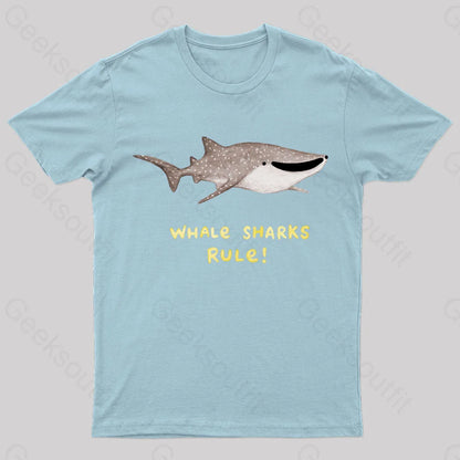 Whale Sharks Rule Geek T-Shirt Light Blue / S