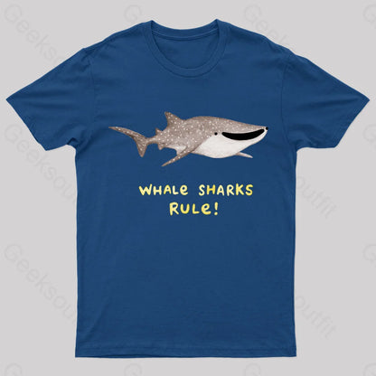 Whale Sharks Rule Geek T-Shirt Navy / S