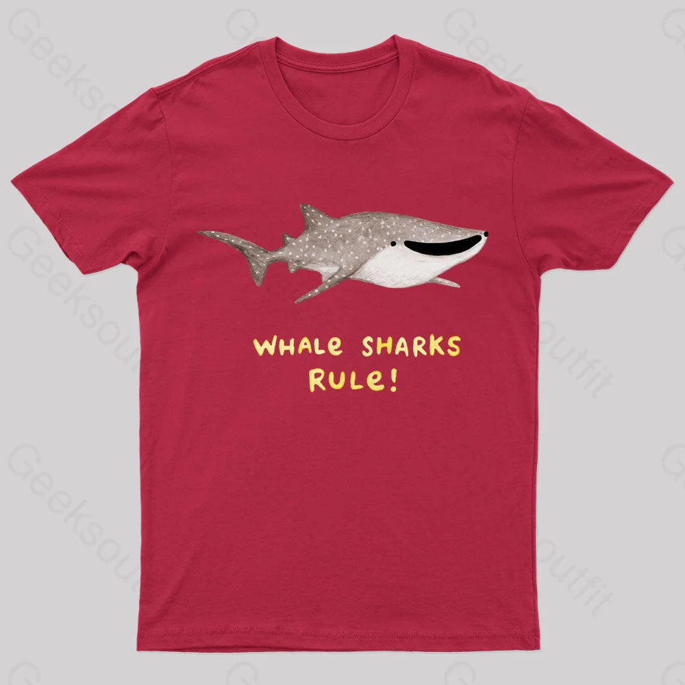 Whale Sharks Rule Geek T-Shirt Red / S