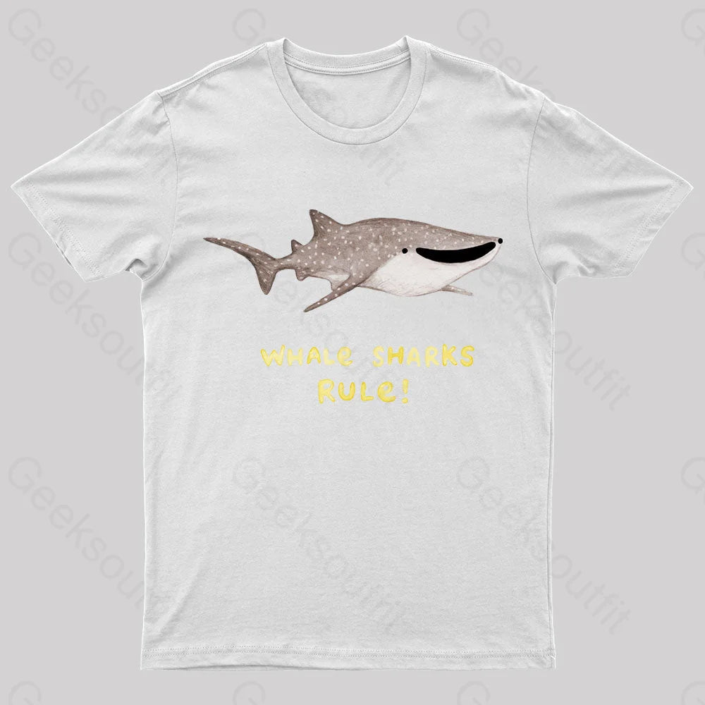 Whale Sharks Rule Geek T-Shirt White / S