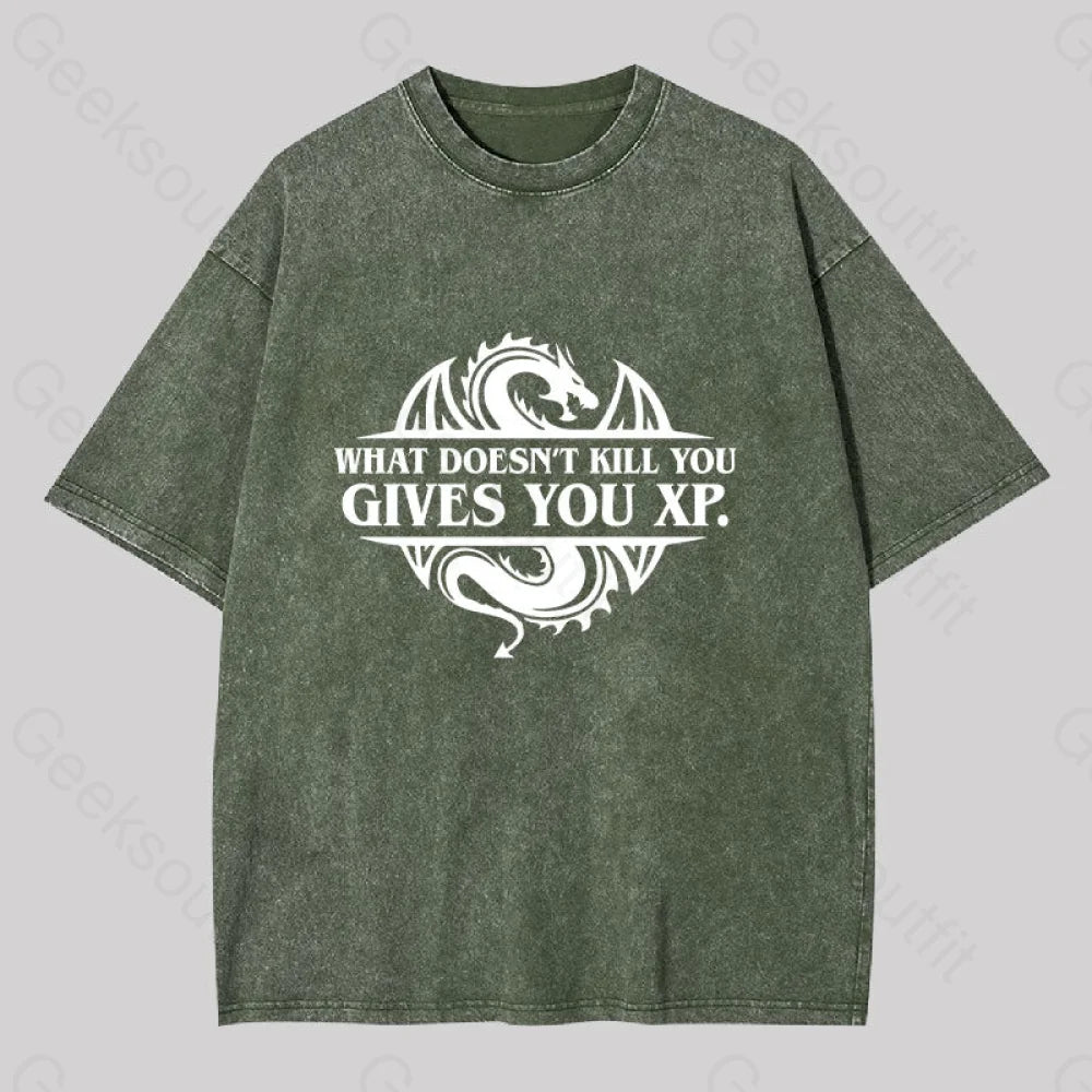 What Doesnt Kill You Give Experience Washed T-Shirt Army Green / S