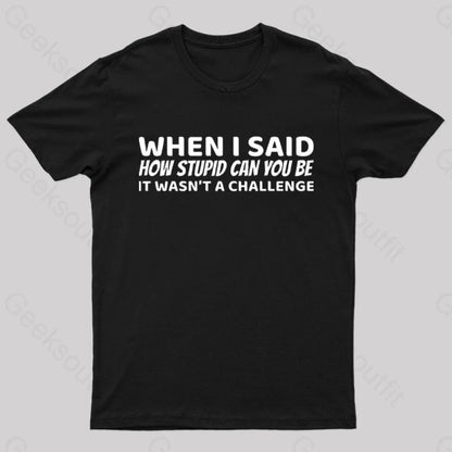 When I Said How Stupid Can You Be It Wasn’t A Challenge Nerd T-Shirt Black / S