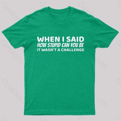 When I Said How Stupid Can You Be It Wasn’t A Challenge Nerd T-Shirt Green / S