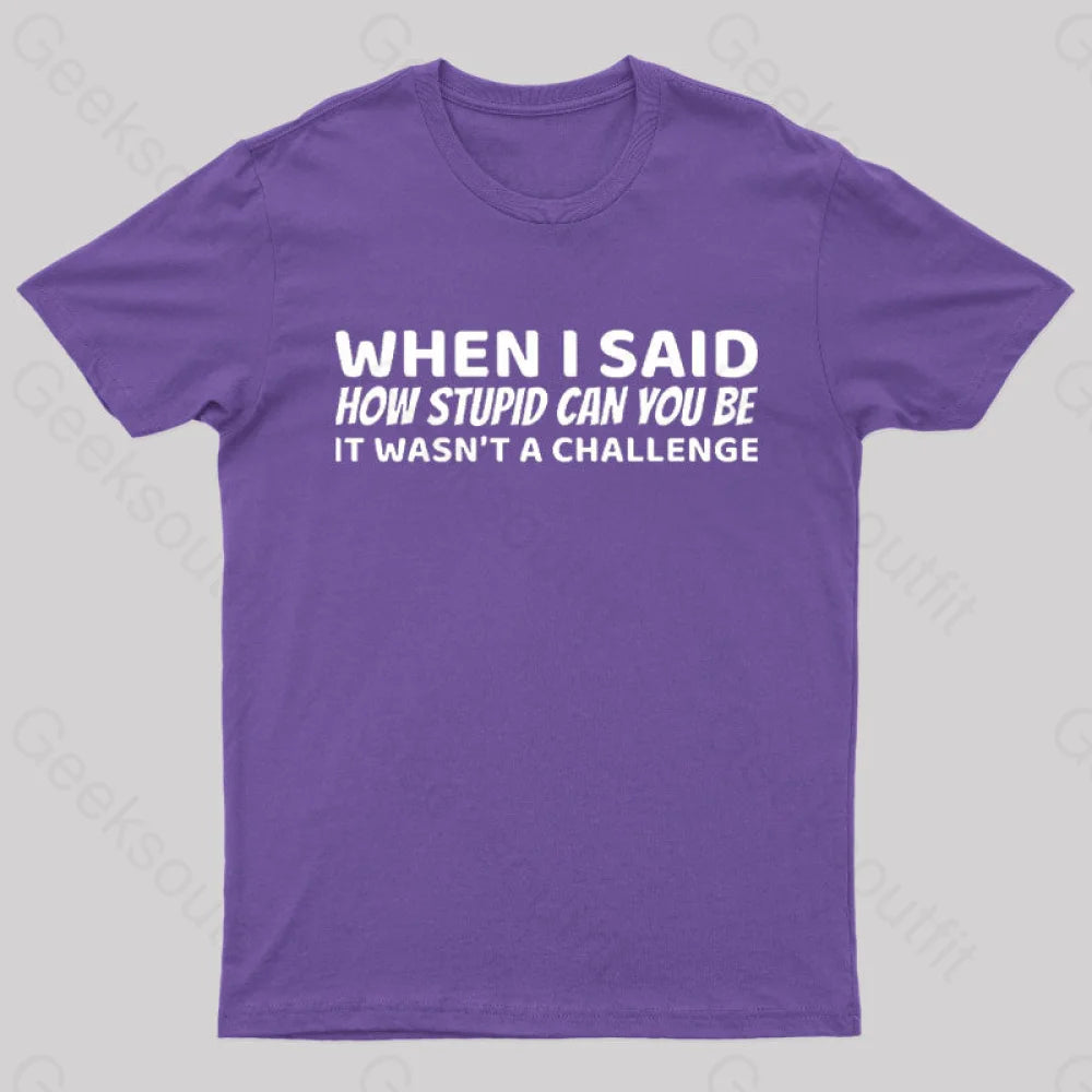 When I Said How Stupid Can You Be It Wasn’t A Challenge Nerd T-Shirt Purple / S