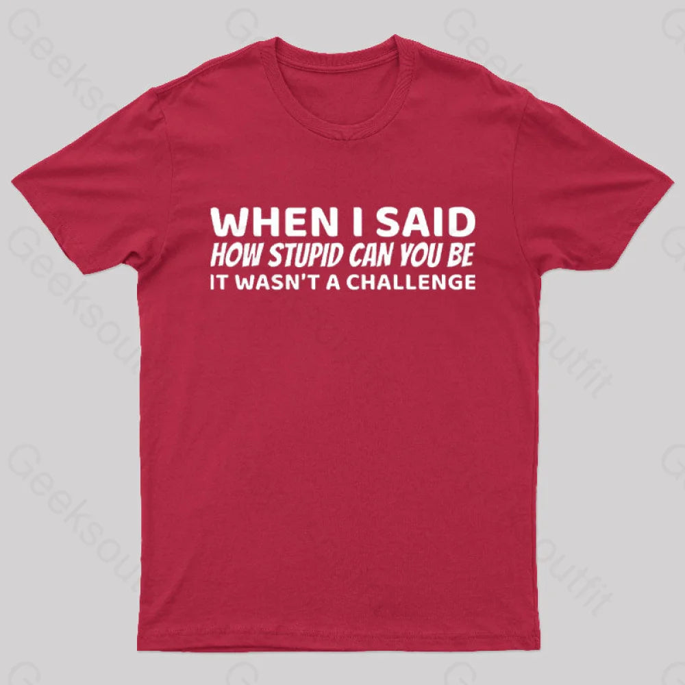 When I Said How Stupid Can You Be It Wasn’t A Challenge Nerd T-Shirt Red / S