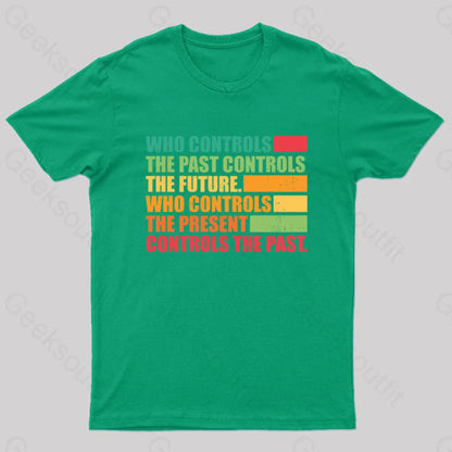 Who Controls The Past Future Geek T-Shirt Green / S