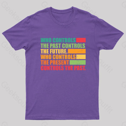 Who Controls The Past Future Geek T-Shirt Purple / S