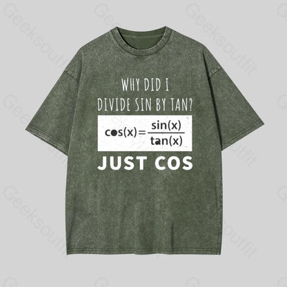 Why Did I Divide Sin By Tan Geek Washed T-Shirt Armygreen / S