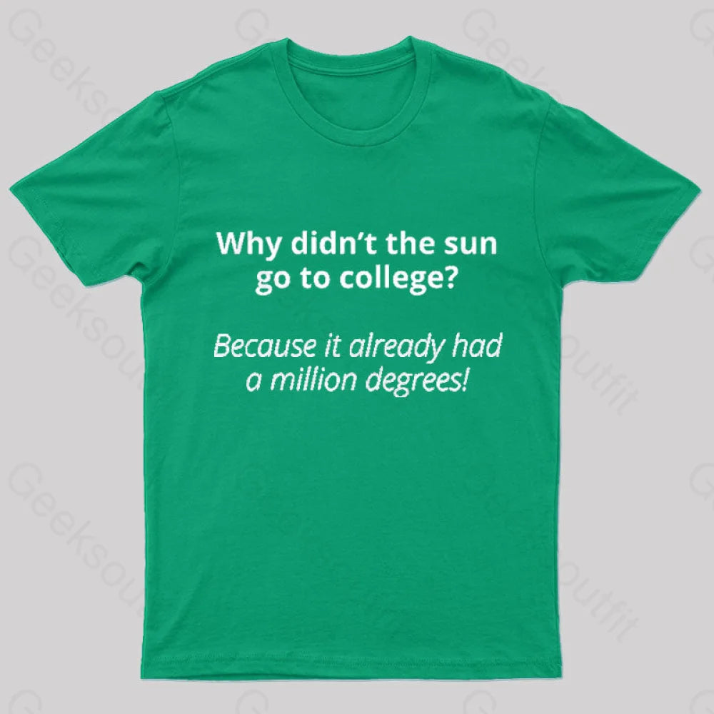 Why Did Not The Sun Go To College Nerd T-Shirt Green / S