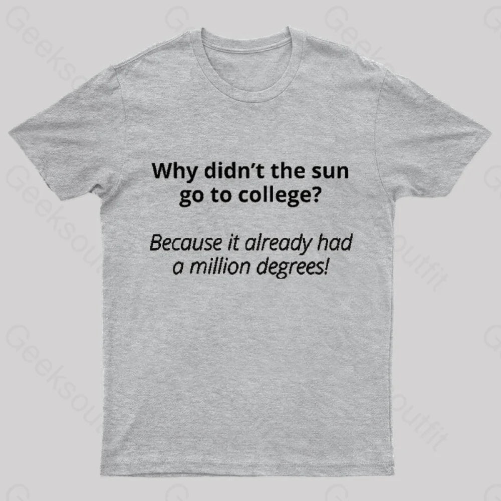 Why Did Not The Sun Go To College Nerd T-Shirt Grey / S