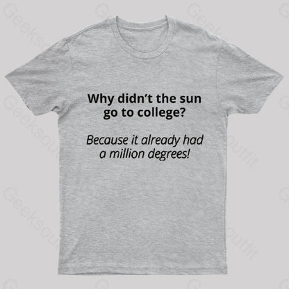 Why Did Not The Sun Go To College Nerd T-Shirt Grey / S