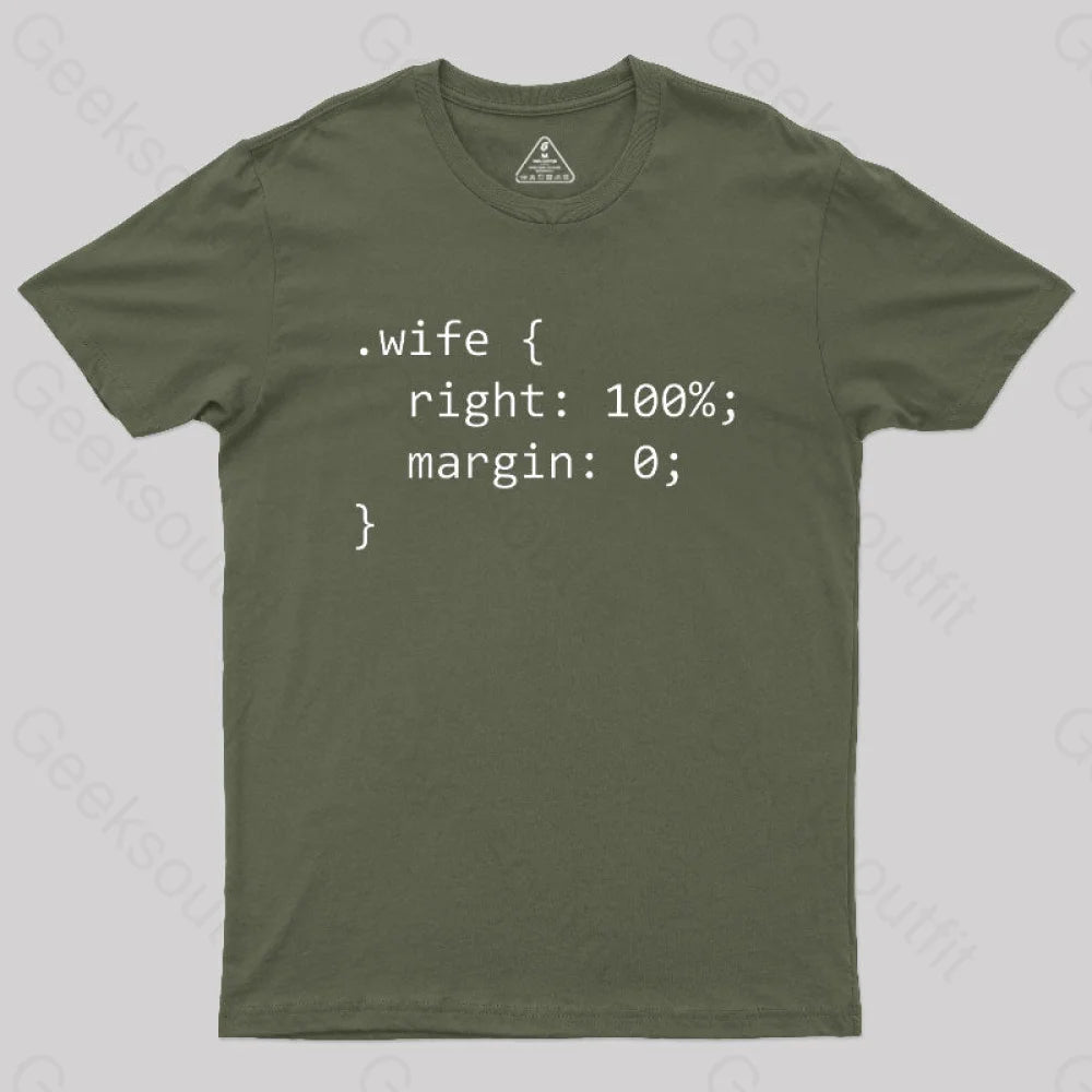 Wife Code Geek T-Shirt Army Green / S