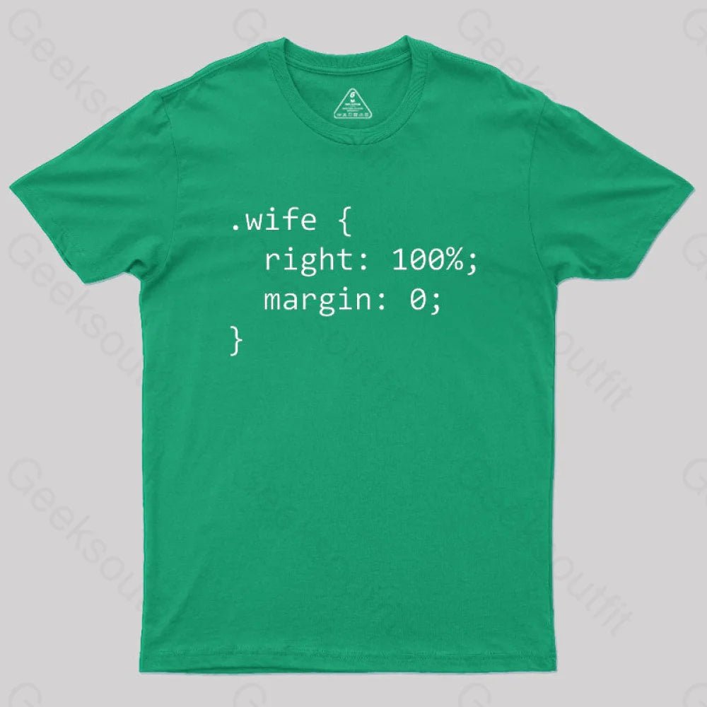 Wife Code Geek T-Shirt Green / S