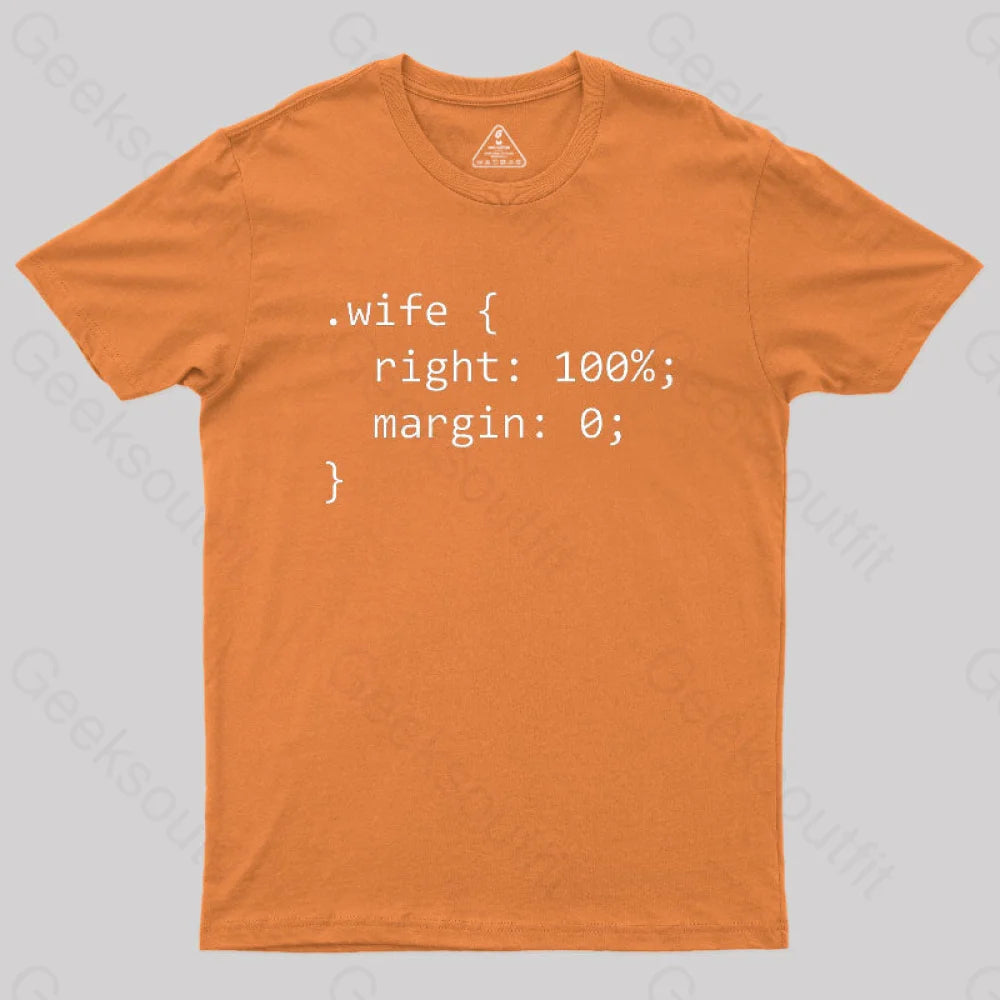 Wife Code Geek T-Shirt Orange / S