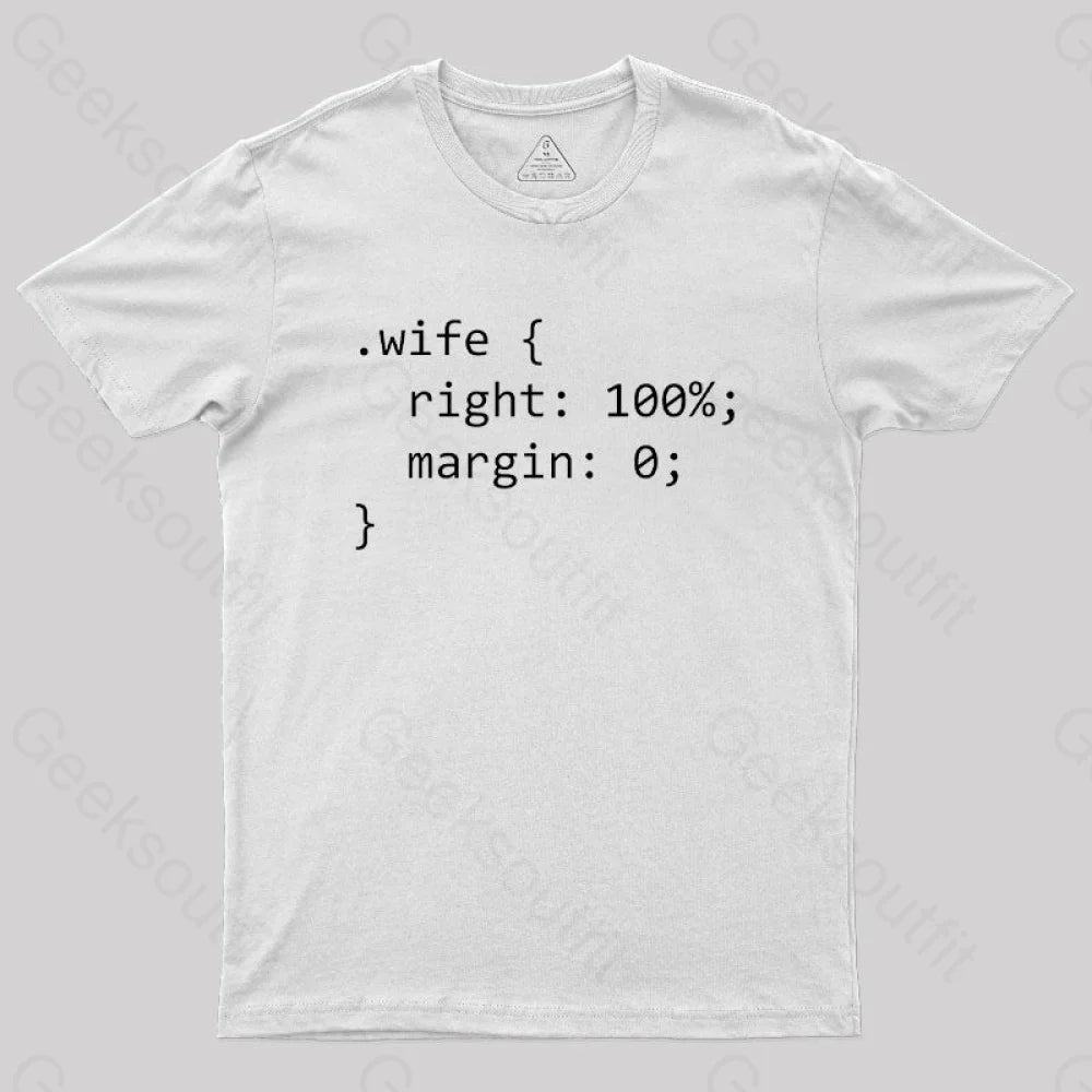 Wife Code Geek T-Shirt White / S