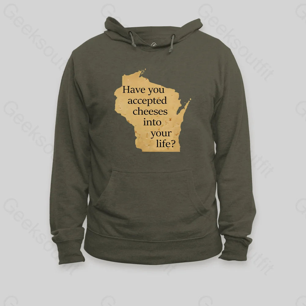 Wisconsin Cheese Pun Hoodie Army Green / S