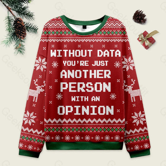 Without Data You’re Just Another Person Red Ugly Christmas Sweater Men’s Style-S