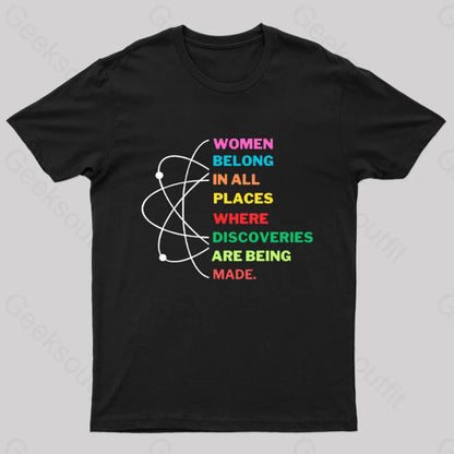 Women Belong In Science Nerd T-Shirt Black / S