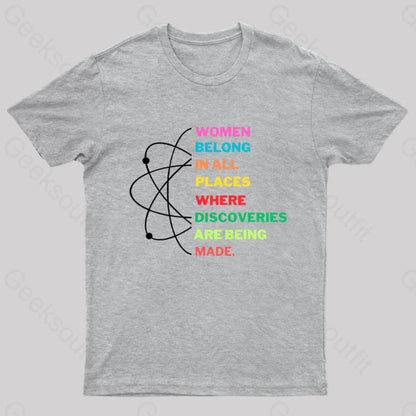 Women Belong In Science Nerd T-Shirt Grey / S