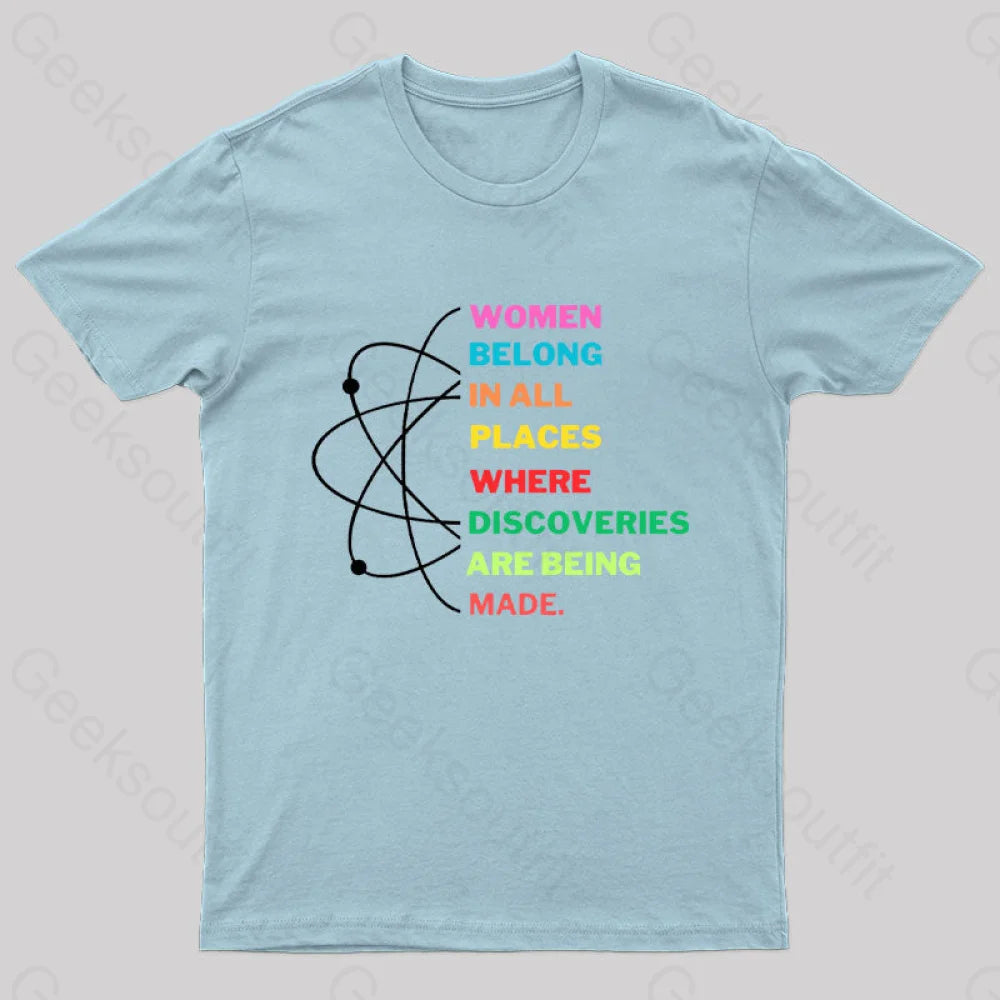 Women Belong In Science Nerd T-Shirt Light Blue / S