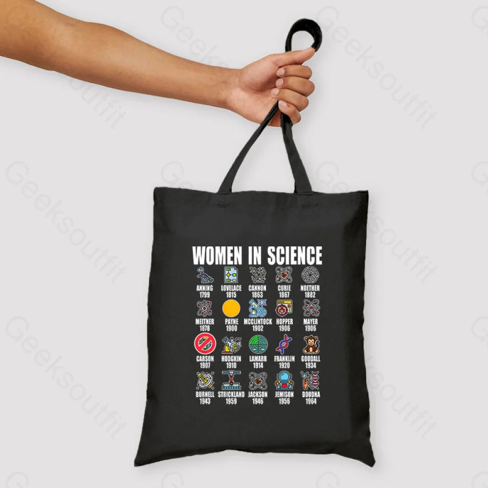 Women In Science Unisex Tote Bag Black