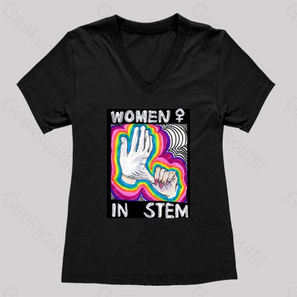 Women In Stem Women’s V-Neck T-Shirt Black / S