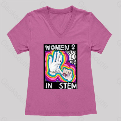 Women In Stem Women’s V-Neck T-Shirt Rose Red / S