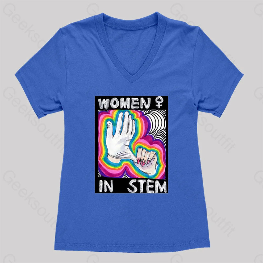 Women In Stem Women’s V-Neck T-Shirt Royal Blue / S