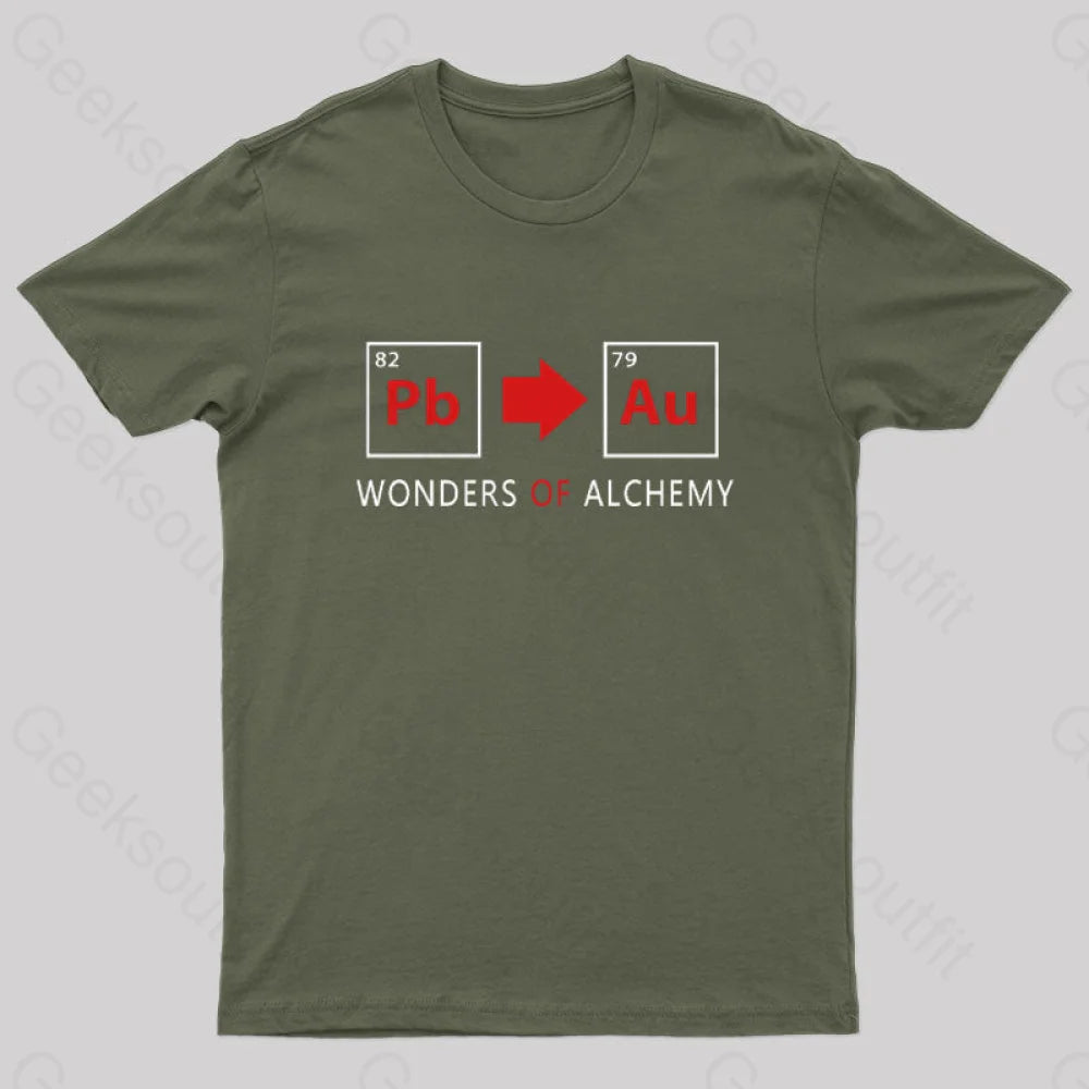 Wonders Of Alchemy Geek T-Shirt Army Green / S