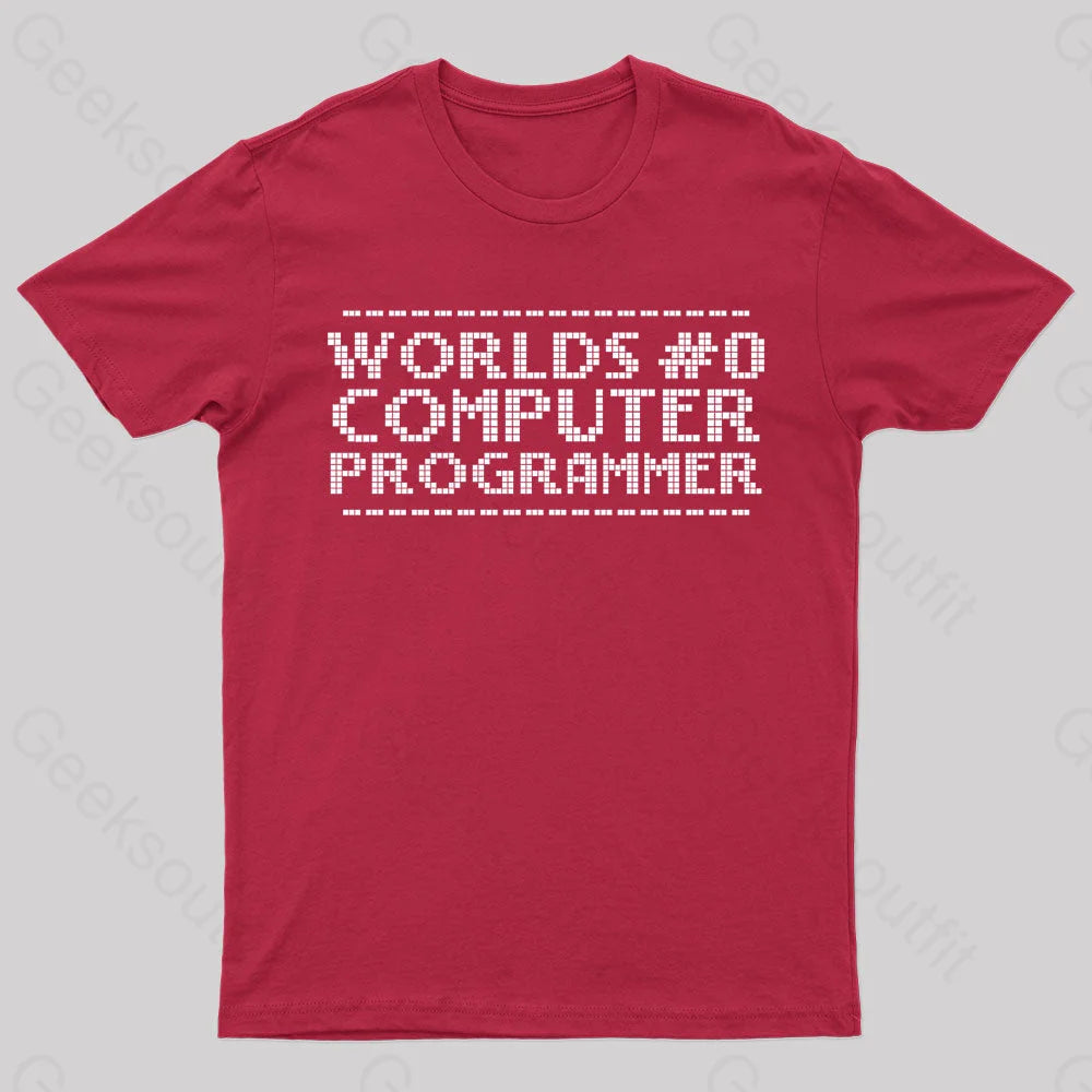 Worlds 0 Computer Programmer Geek T-Shirt Red / S