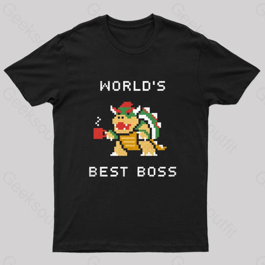 Worlds Best Boss Geek T-Shirt Black / S