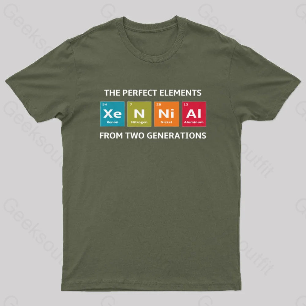 Xennials The Perfect Elements Of Two Generations Nerd T-Shirt Army Green / S