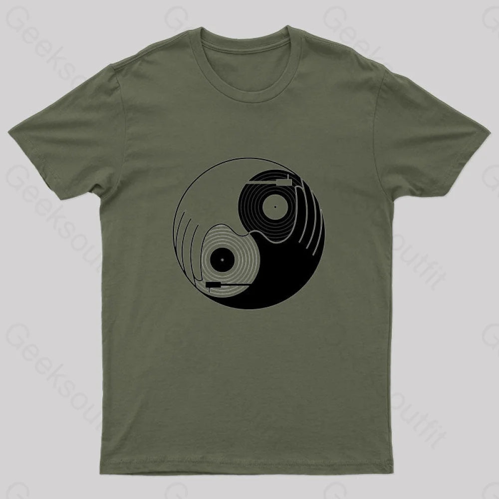 Yin Yang Dj Nerd T-Shirt Army Green / S