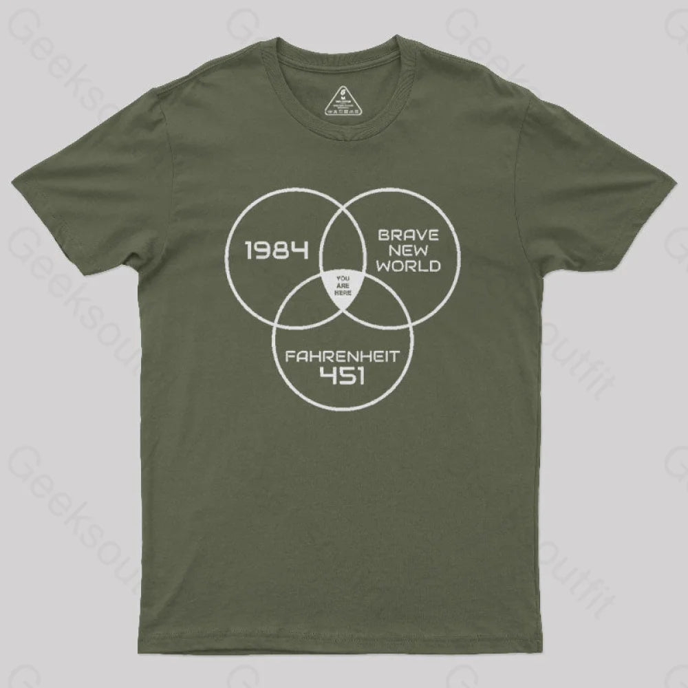 You Are Here Dystopian Geek T-Shirt Army Green / S