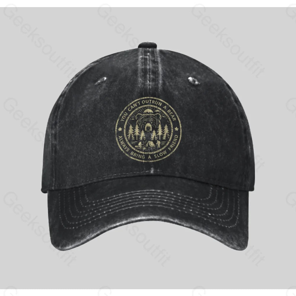 You Can’t Outrun A Bear Washed Vintage Baseball Cap Black