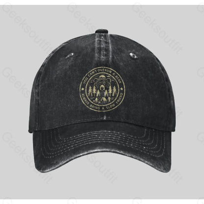 You Can’t Outrun A Bear Washed Vintage Baseball Cap Black