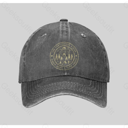 You Can’t Outrun A Bear Washed Vintage Baseball Cap Grey