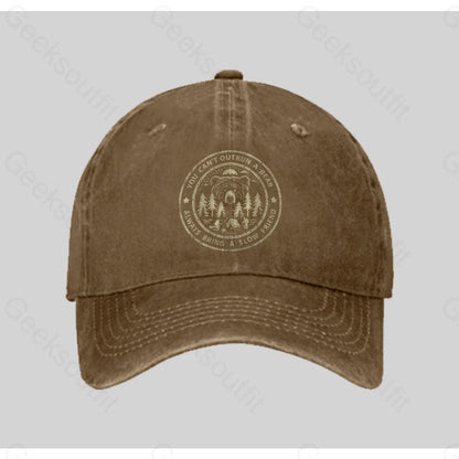 You Can’t Outrun A Bear Washed Vintage Baseball Cap Natural