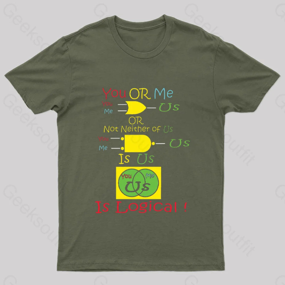 You Or Me Is Us Nerd T-Shirt Army Green / S