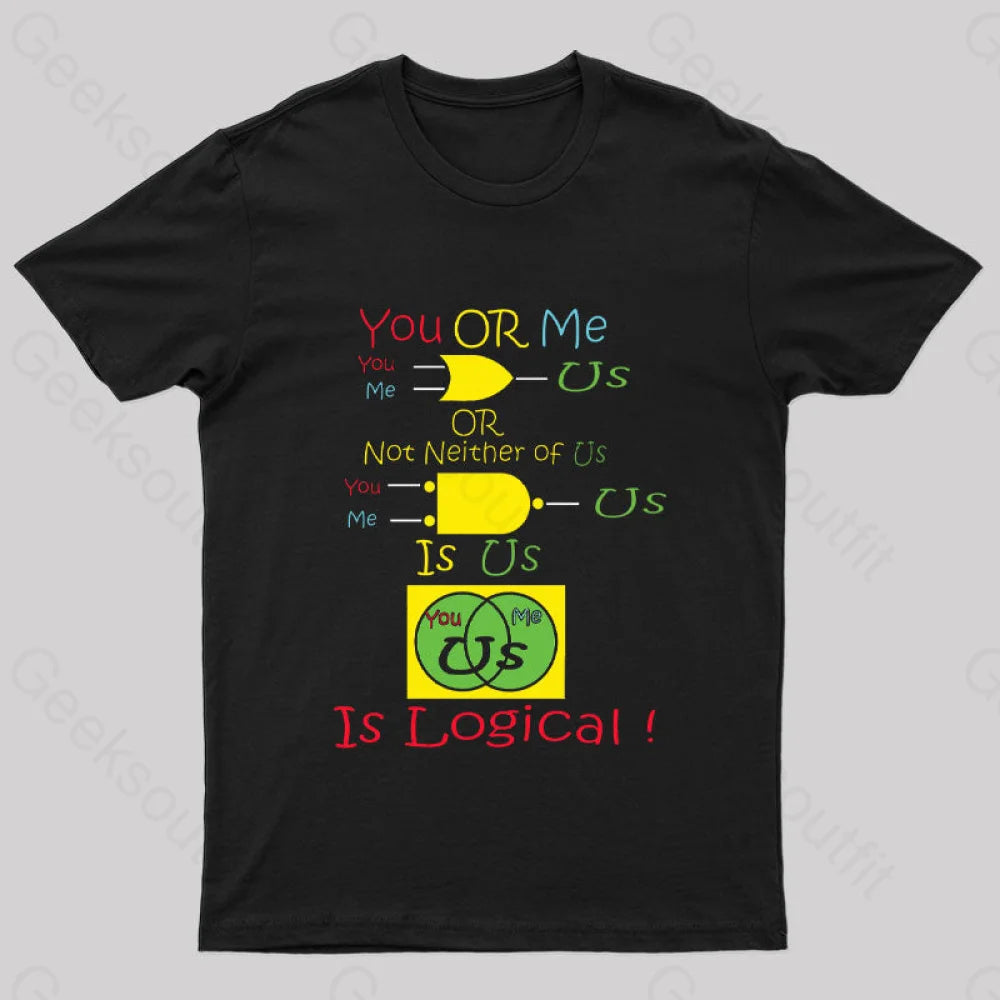 You Or Me Is Us Nerd T-Shirt Black / S