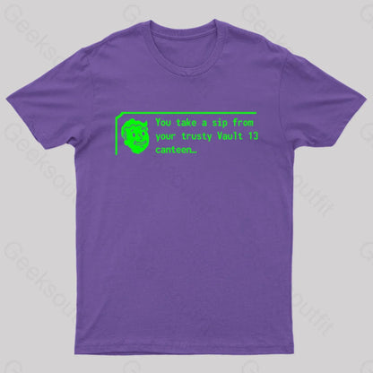 You Take A Sip From Your Trusty Vault 13 Canteen Geek T-Shirt Purple / S