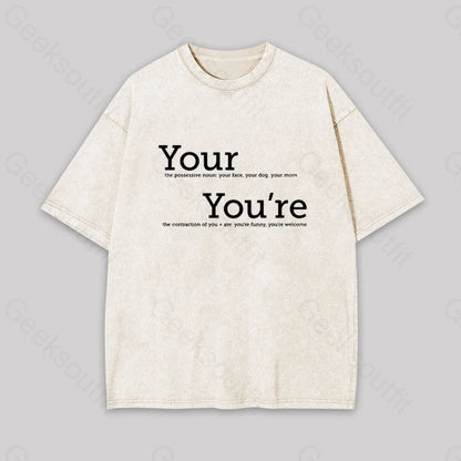 Your You’re Grammar Geek Washed T-Shirt Apricot / S