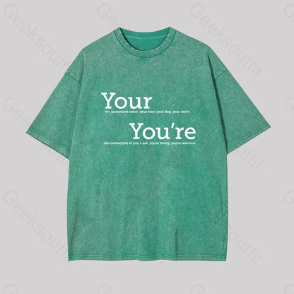 Your You’re Grammar Geek Washed T-Shirt Grass Green / S