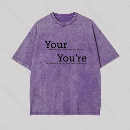 Your You’re Grammar Geek Washed T-Shirt Purple / S