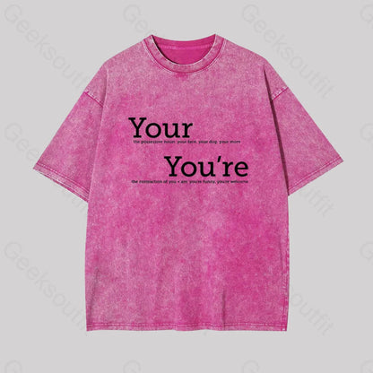 Your You’re Grammar Geek Washed T-Shirt Rose Red / S