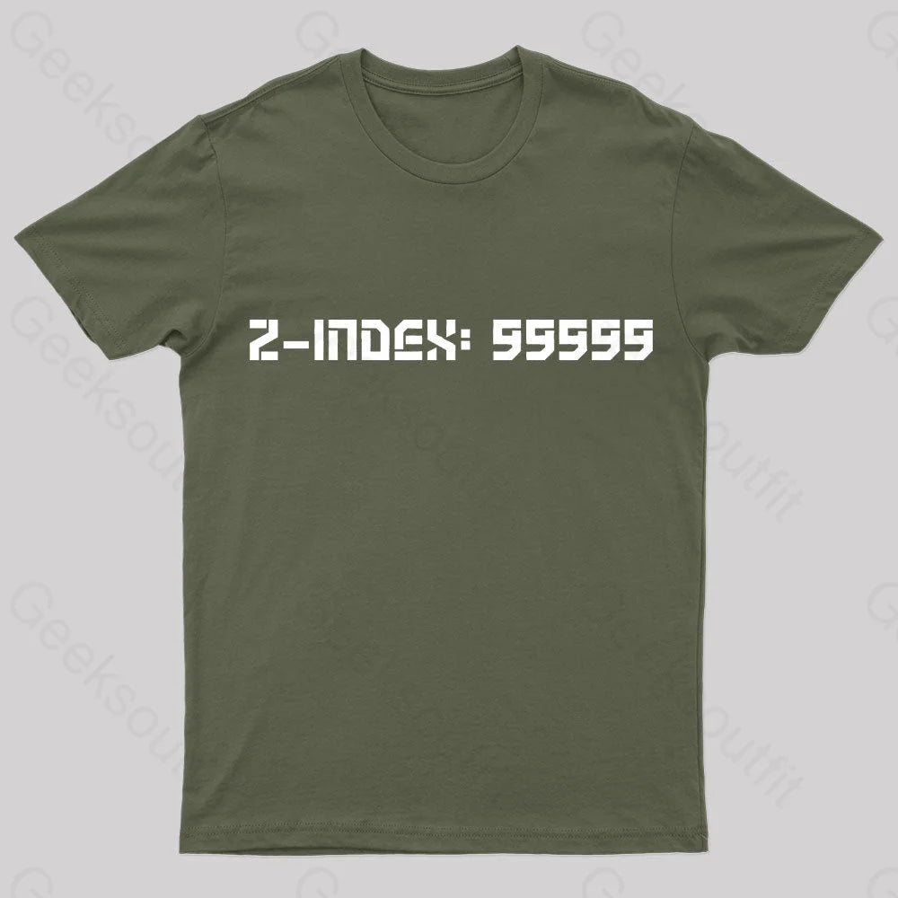 Z-Index 99999 Nerd T-Shirt Army Green / S