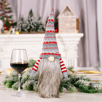 Christmas Knit Faceless Old Man Wine Bottle Cover