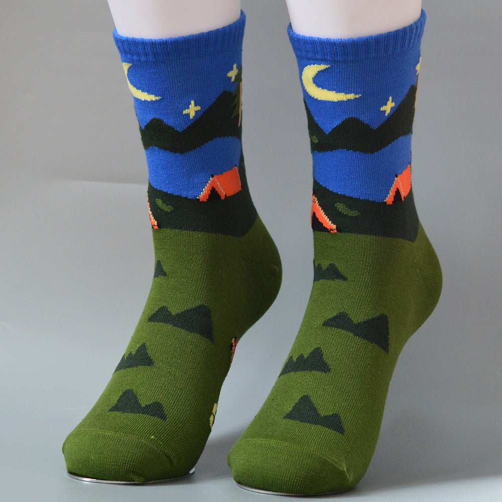 Camping Pattern Men's Crew Socks - Geeksoutfit